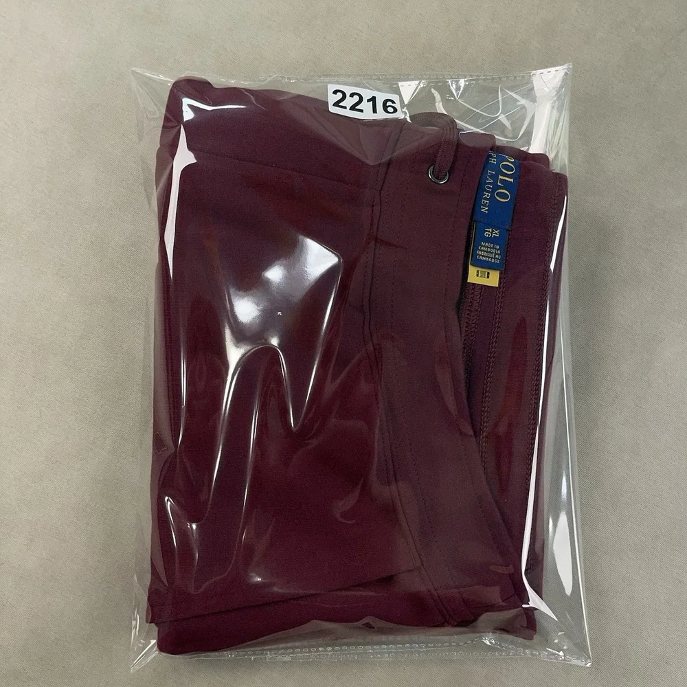 Polo Ralph Lauren Sweat Shorts Mens XL Burgundy Fleece Drawstring Pony Logo